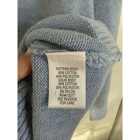 Croft & Barrow Fairisle Sweater Petite small Blue / White Sweater - Picture 4 of 5